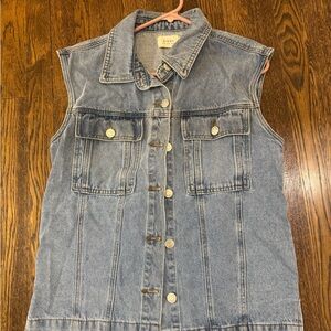 DISSH Light Blue Denim Vest with Classic Collar
